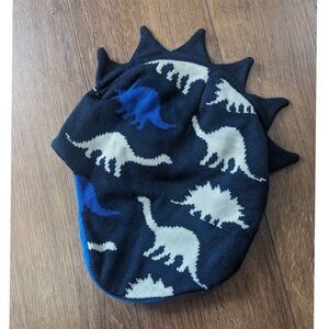 Little Me Dinosaur Print Winter Beanie Hat with Spikes Navy Blue‎ Kids Knit Cap